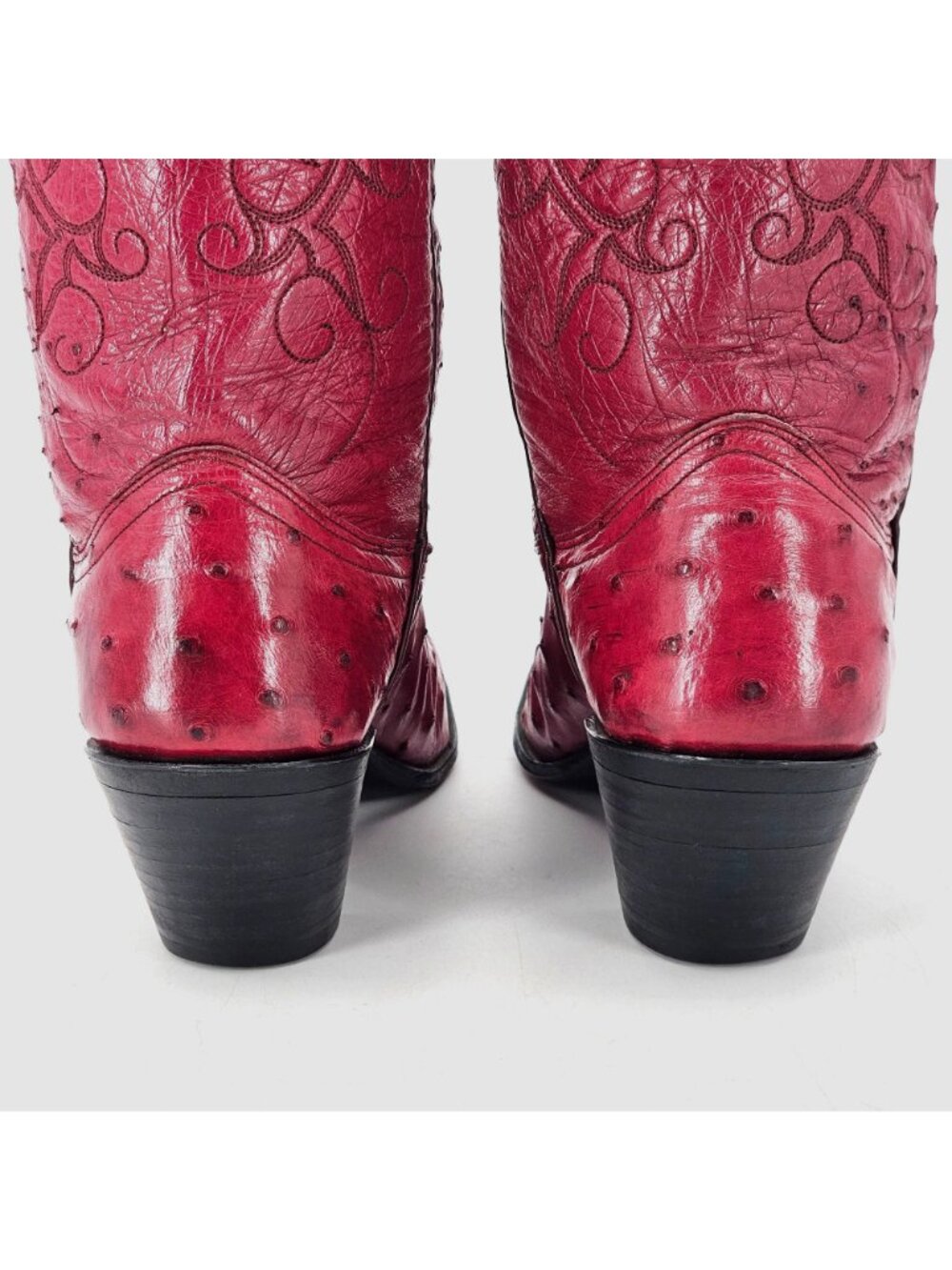 Vintage Nocona Boots Exotic Full Ostrich Burgundy Cowgirl Boot Women 6.5 Western - Picture 6 of 16